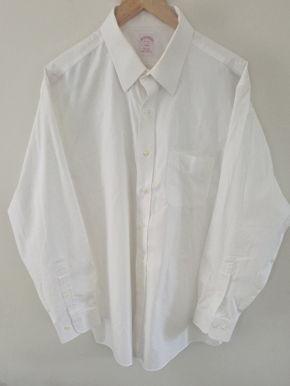Brooks Brothers White Men's Cotton Long-Sleeve Dress Shirt - Point Collar
